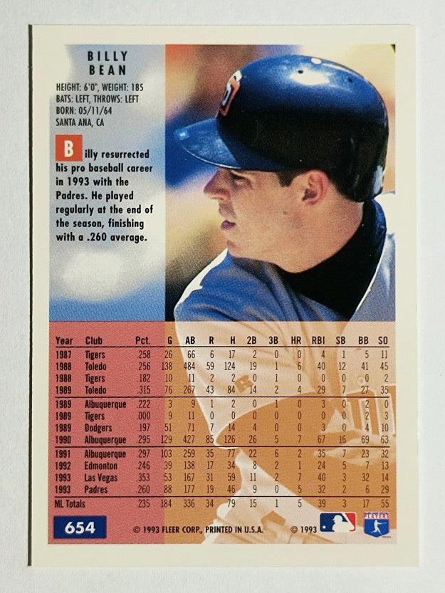 1994 Fleer #654 Billy Bean