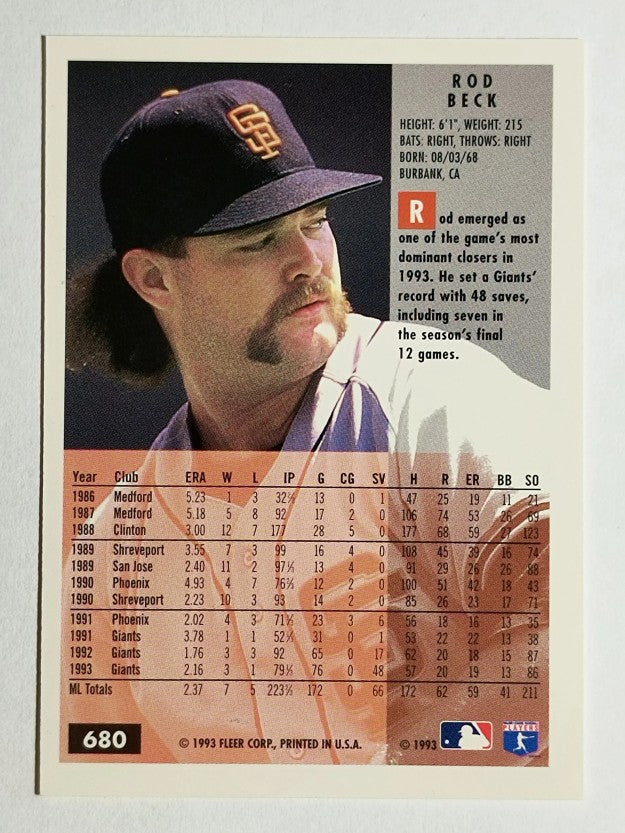 1994 Fleer #680 Rod Beck