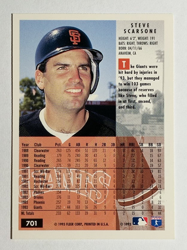 1994 Fleer #701 Steve Scarsone