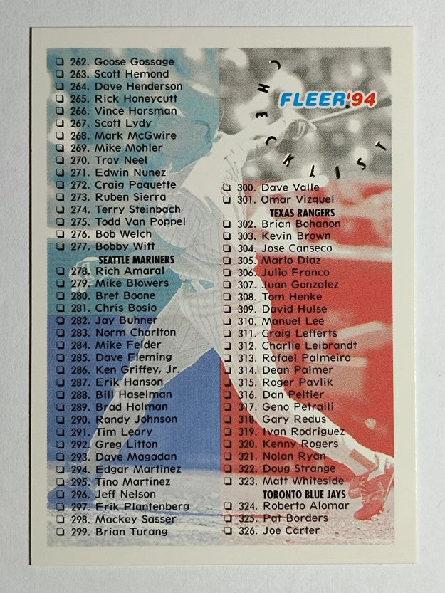 1994 Fleer #716 Checklist 3