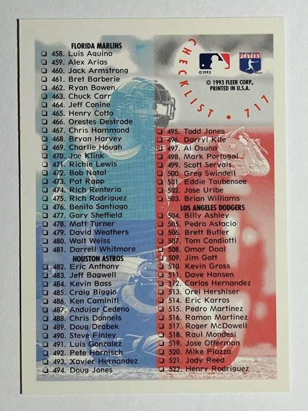 1994 Fleer #717 Checklist 4