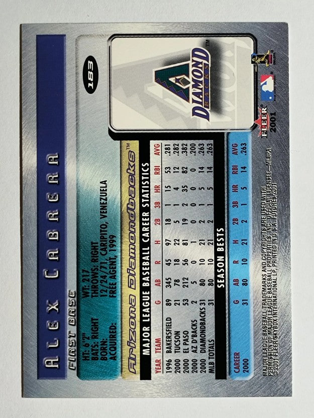2001 Fleer Futures #183 Alex Cabrera BF
