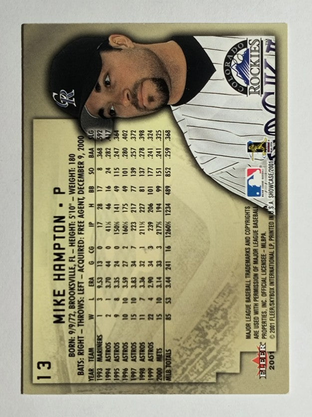 2001 Fleer Showcase #13 Mike Hampton