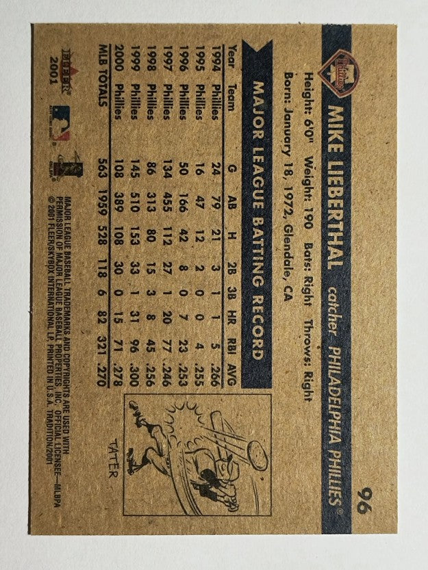 2001 Fleer Tradition #96 Mike Lieberthal