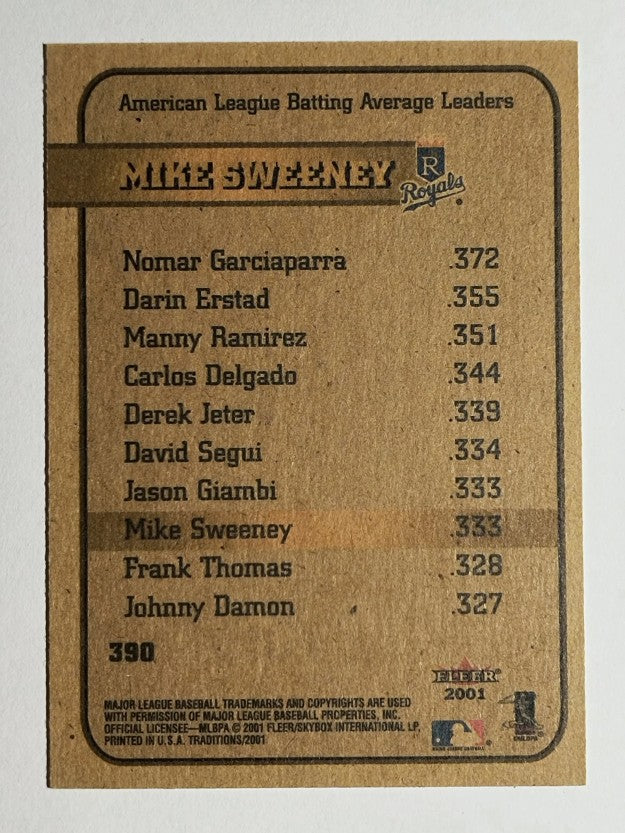 2001 Fleer Tradition #390 Mike Sweeney LL