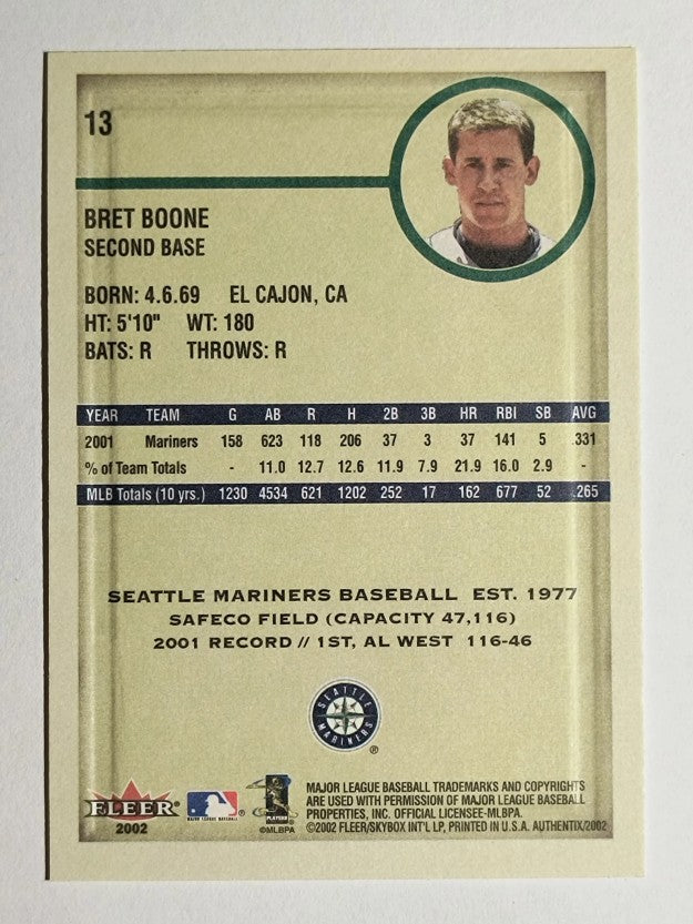2002 Fleer Authentix #13 Bret Boone