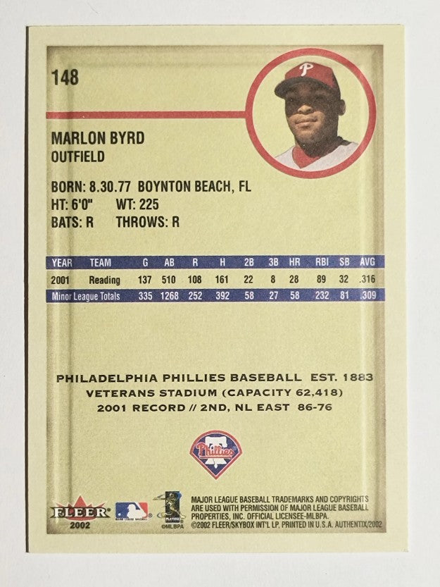 2002 Fleer Authentix #148 Marlon Byrd FS