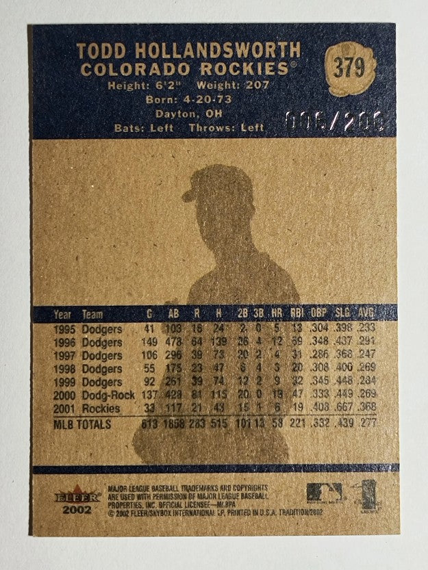 2002 Fleer Tradition Glossy #379 Todd Hollandsworth