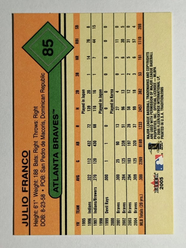 2005 Fleer Tradition #85 Julio Franco