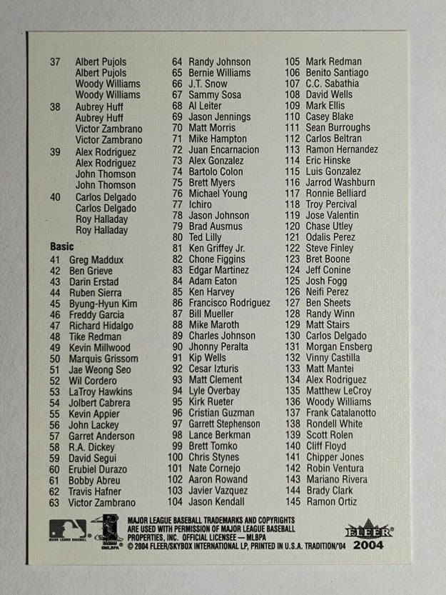 2004 Fleer Tradition Checklists #NNO 1-145