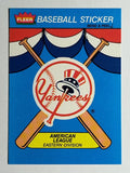 1989 Fleer Team Stickers #31 New York Yankees/Logo