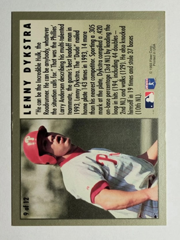 1994 Fleer League Leaders #9 Len Dykstra