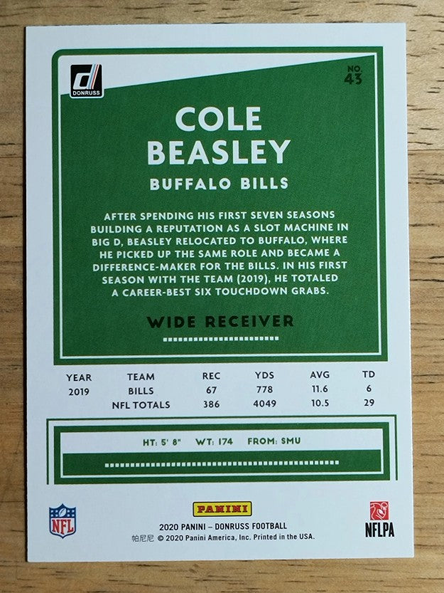 2020 Donruss #43 Cole Beasley