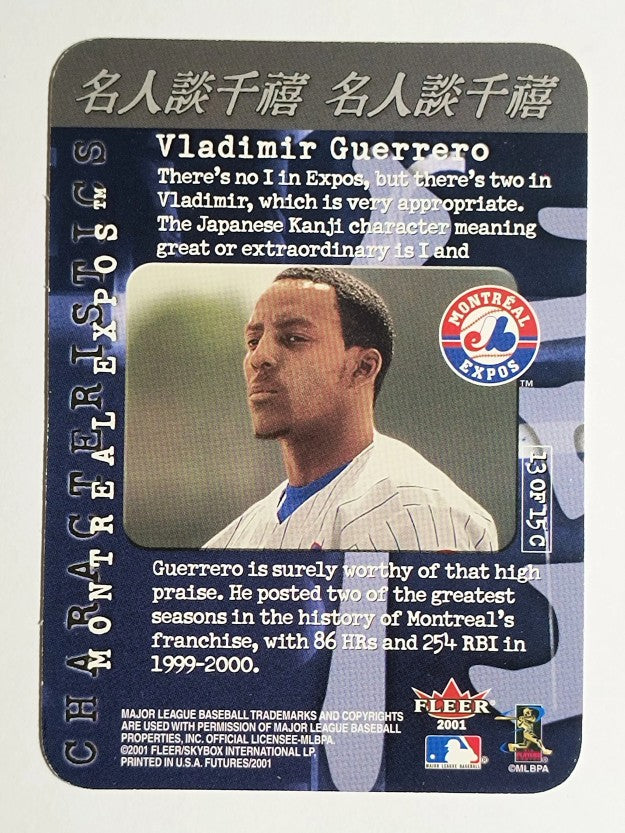 2001 Fleer Futures Characteristics #C13 Vladimir Guerrero