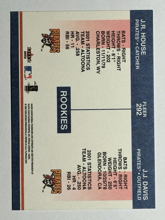2002 Fleer Platinum #292 J.R. House/J.D. Davis