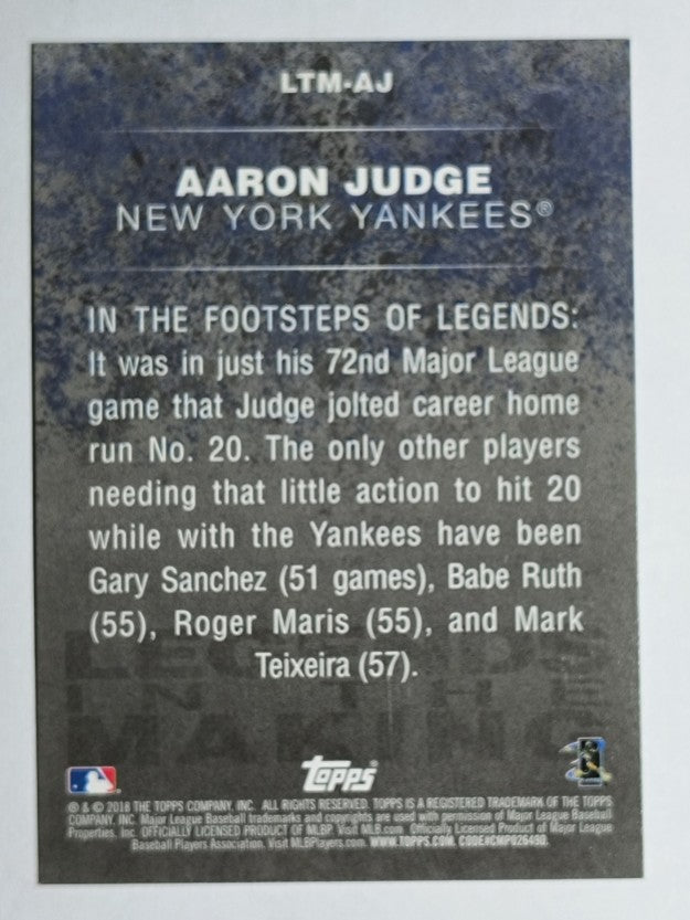 2018 Topps Legends in the Making Black #LTMAJ Aaron Judge