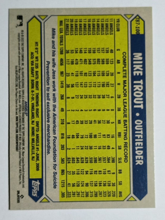 2022 Topps '87 Topps #T87100 Mike Trout