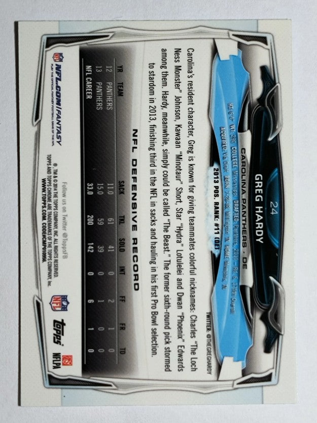 2014 Topps Chrome Blue Wave Refractors #24 Greg Hardy