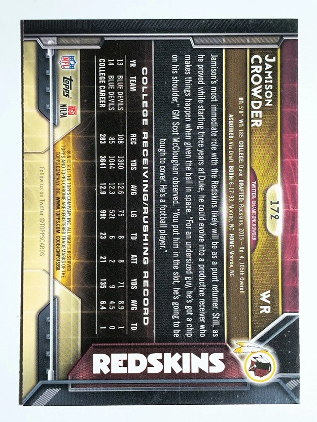 2015 Topps Chrome Purple Refractors #172 Jamison Crowder