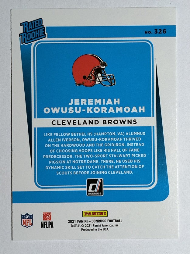 2021 Donruss #326 Jeremiah Owusu-Koramoah RR RC