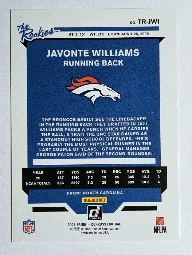 2021 Donruss The Rookies #25 Javonte Williams