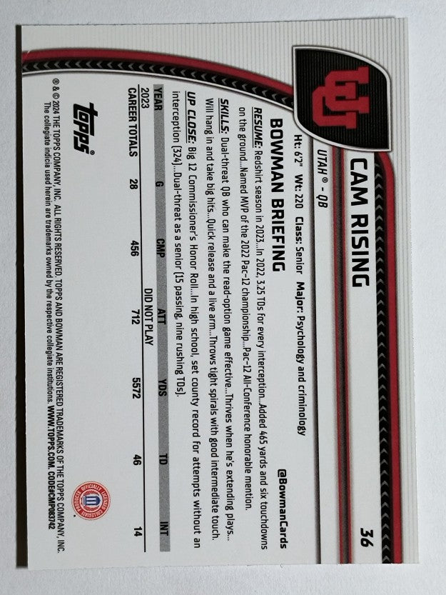 2024 Bowman Chrome University #36 Cam Rising