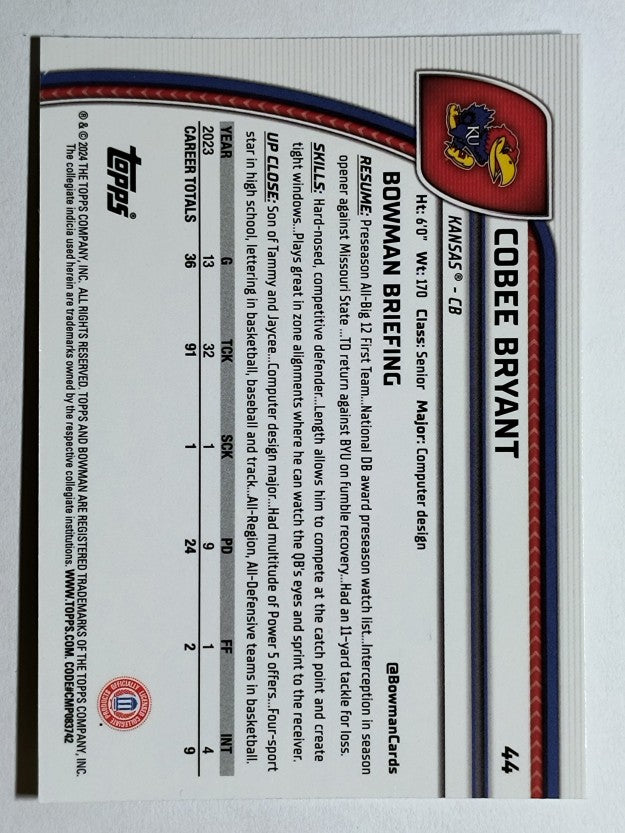 2024 Bowman Chrome University #44 Cobee Bryant