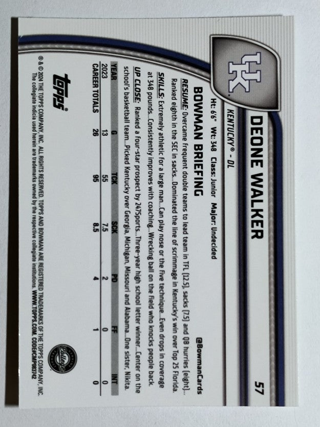 2024 Bowman Chrome University #57 Deone Walker