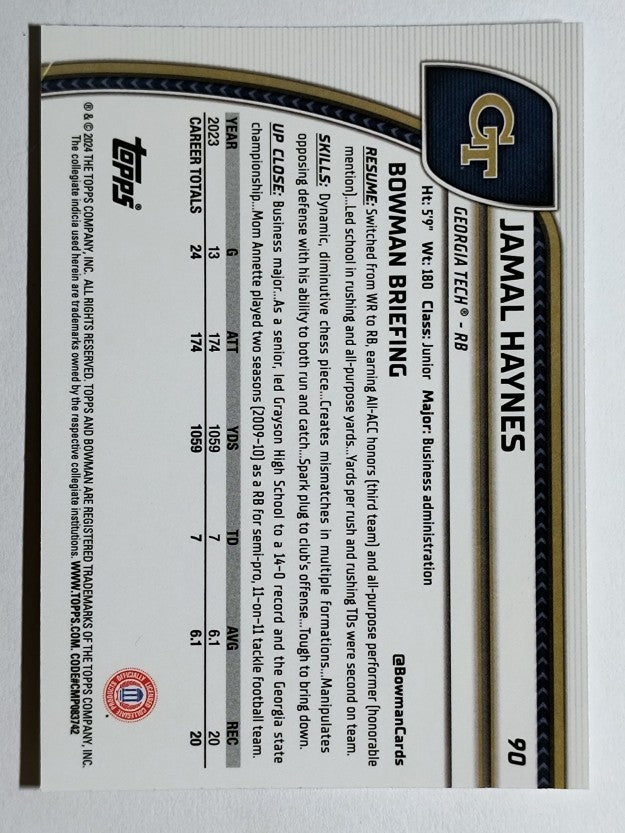 2024 Bowman Chrome University #90 Jamal Haynes