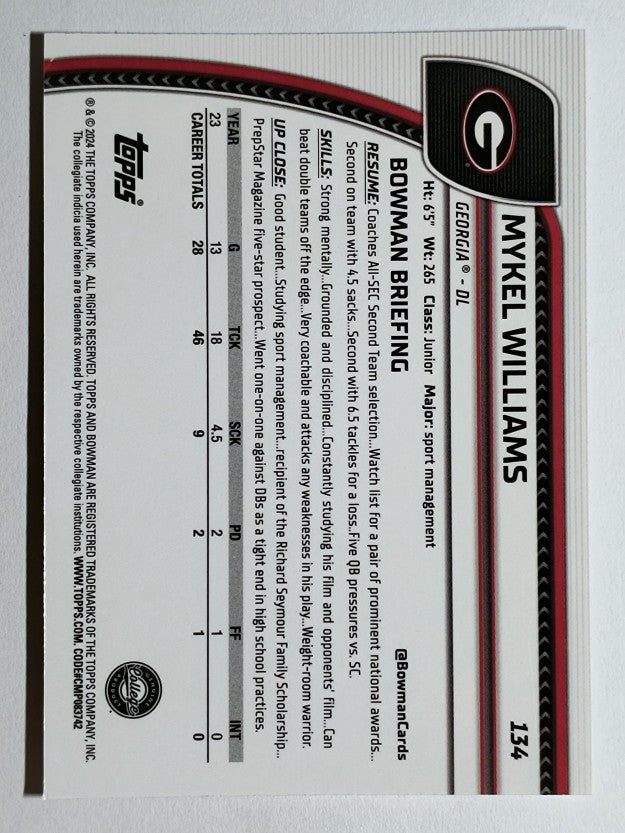 2024 Bowman Chrome University #134 Mykel Williams