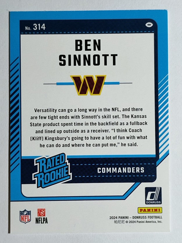 2024 Donruss #314 Ben Sinnott RR RC