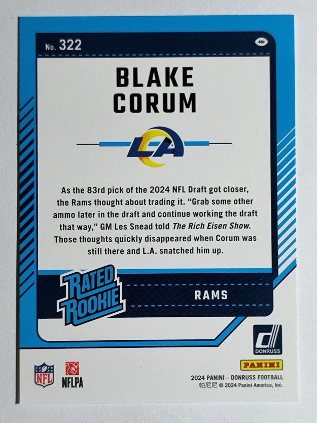 2024 Donruss #322 Blake Corum RR RC
