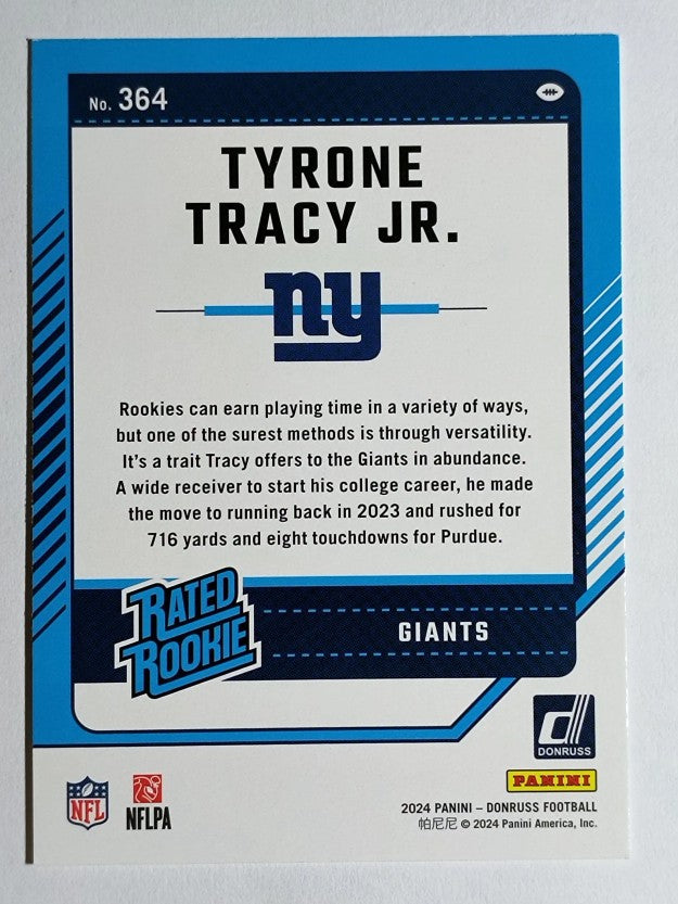 2024 Donruss #364 Tyrone Tracy Jr. RR RC