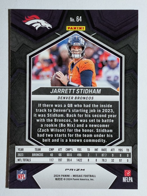 2024 Panini Mosaic Mosaic Reactive Blue #64 Jarrett Stidham