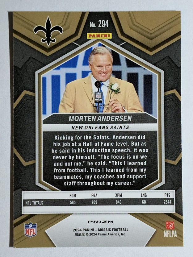 2024 Panini Mosaic Mosaic Reactive Blue #294 Morten Andersen HOF