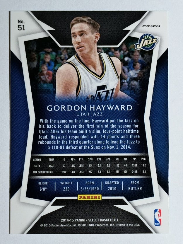 2014-15 Select Prizms Silver #51 Gordon Hayward CON
