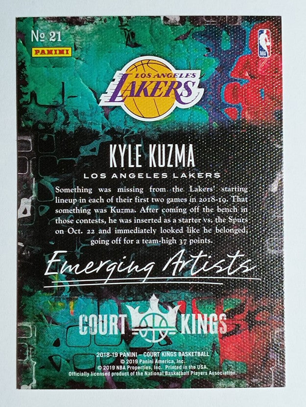 2018-19 Court Kings Emerging Artists #21 Kyle Kuzma