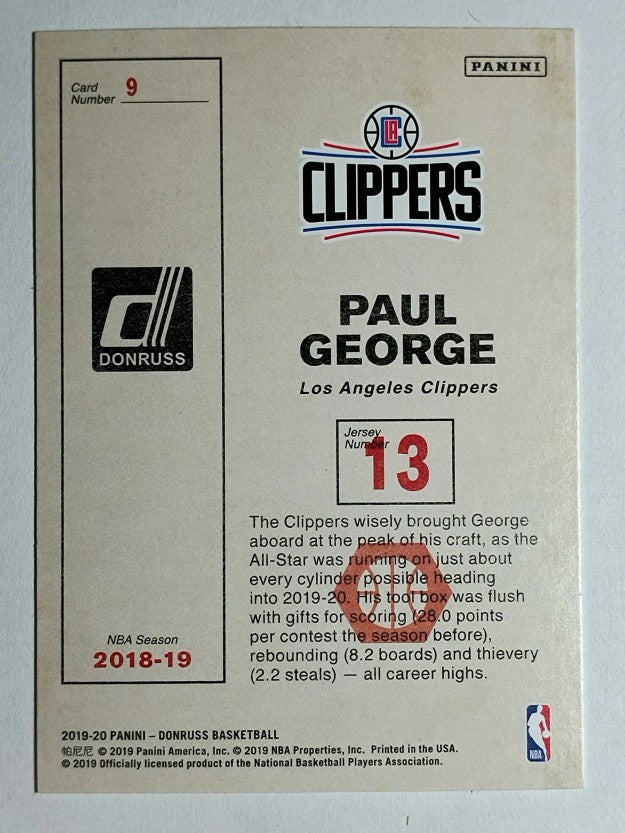 2019-20 Donruss Craftsmen Press Proof #9 Paul George