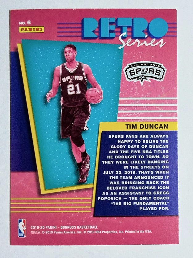 2019-20 Donruss Retro Series Press Proof #6 Tim Duncan