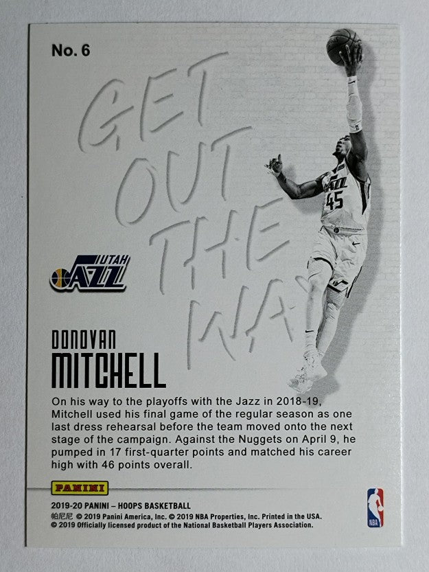 2019-20 Hoops Get Out the Way #6 Donovan Mitchell