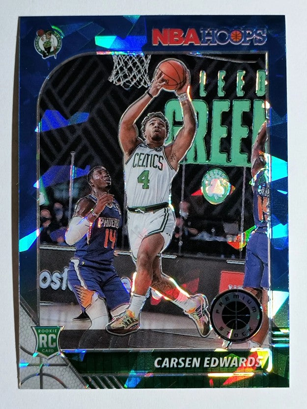 2019-20 Hoops Premium Stock Prizms Blue Cracked Ice #227 Carsen Edwards