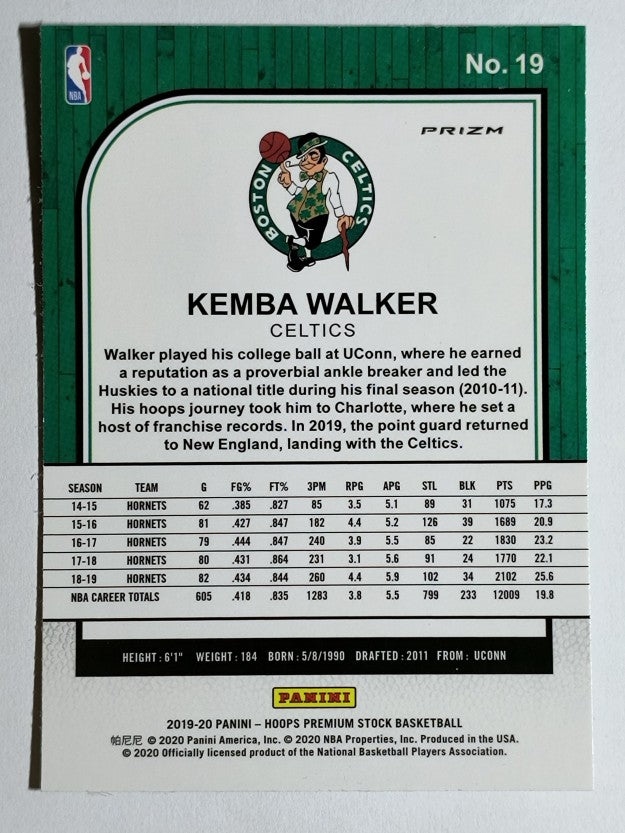2019-20 Hoops Premium Stock Prizms Green #19 Kemba Walker