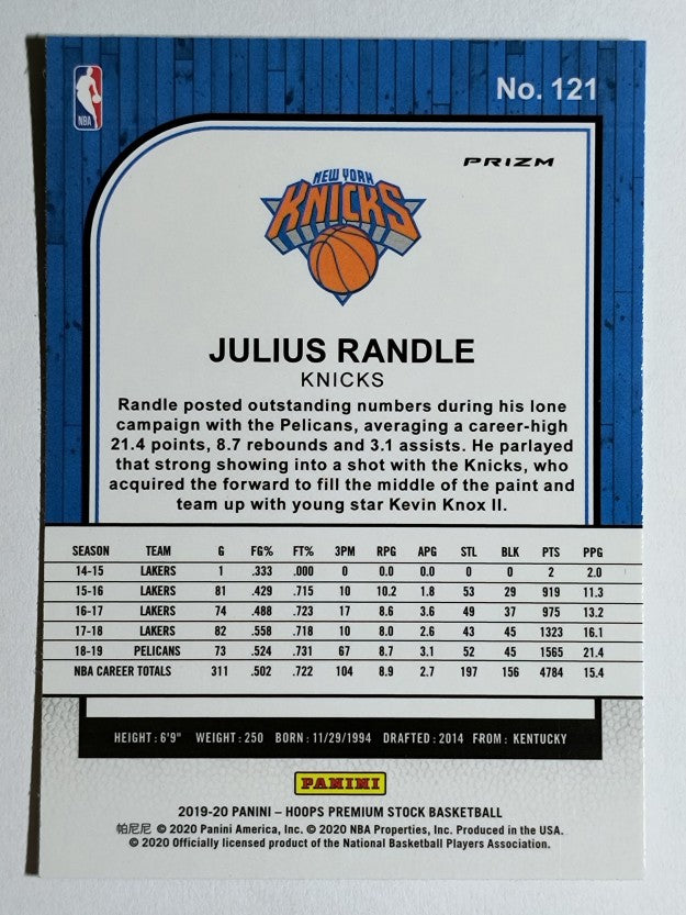 2019-20 Hoops Premium Stock Prizms Green #121 Julius Randle