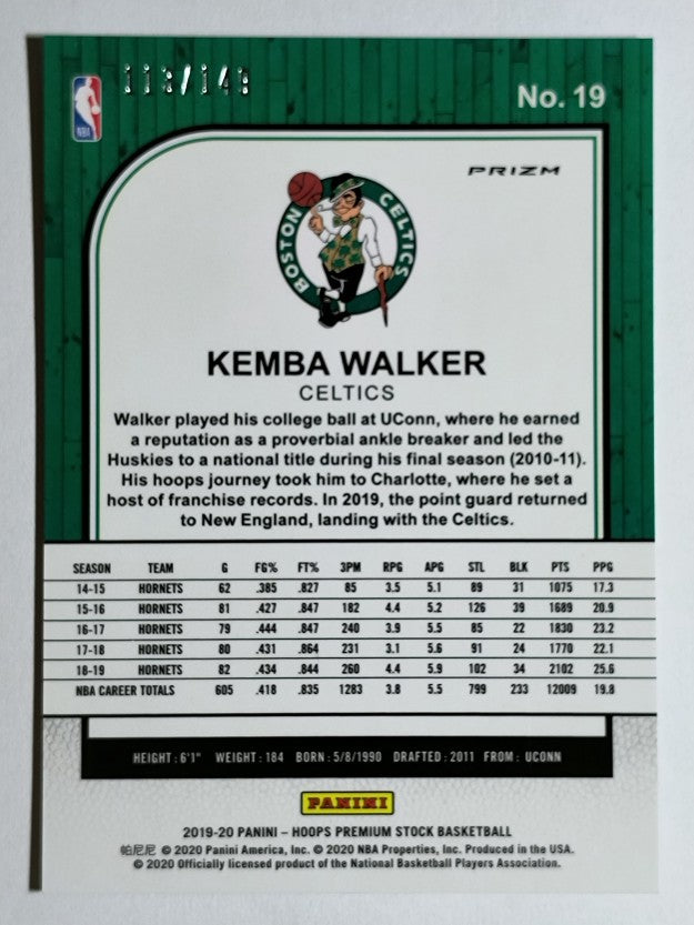 2019-20 Hoops Premium Stock Prizms Premium Set #19 Kemba Walker
