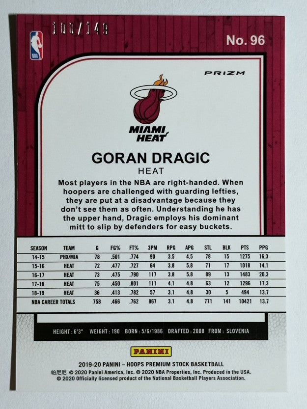 2019-20 Hoops Premium Stock Prizms Premium Set #96 Goran Dragic