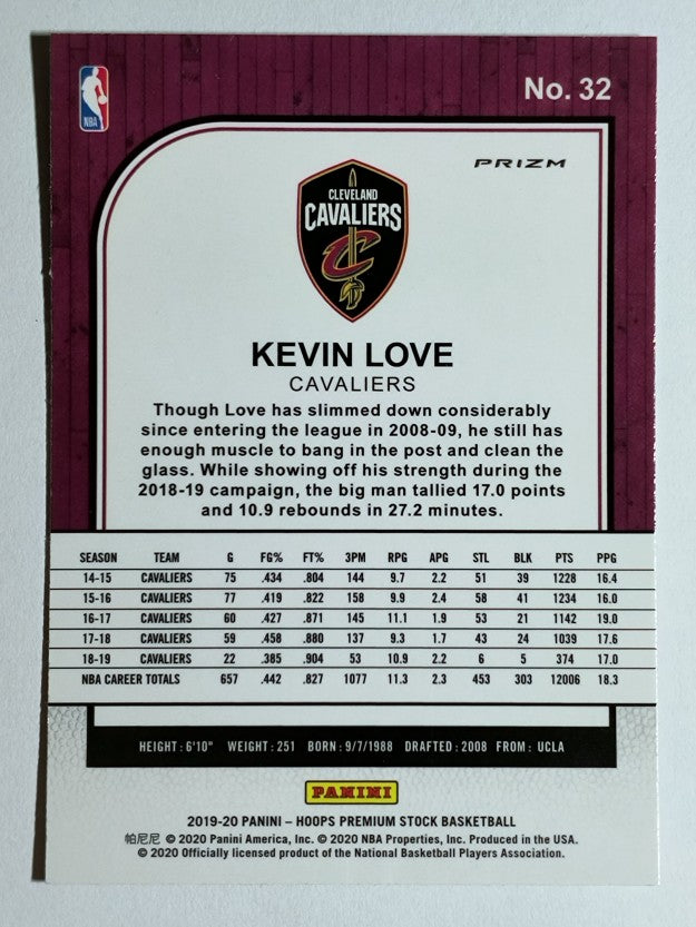 2019-20 Hoops Premium Stock Prizms Purple Disco #32 Kevin Love