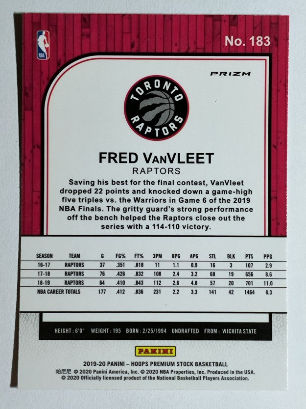2019-20 Hoops Premium Stock Prizms Purple Disco #183 Fred VanVleet