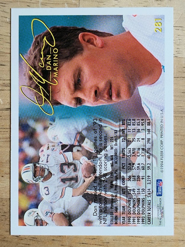 1994 Fleer #281 Dan Marino