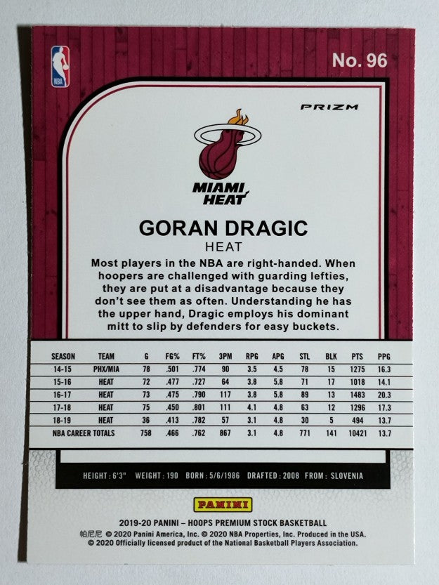 2019-20 Hoops Premium Stock Prizms Red Cracked Ice #96 Goran Dragic