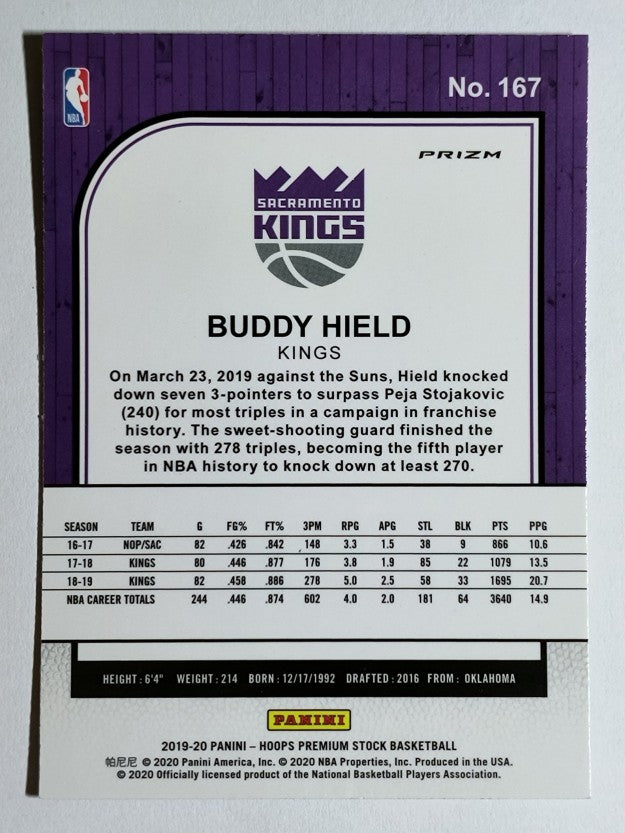 2019-20 Hoops Premium Stock Prizms Red Cracked Ice #167 Buddy Hield